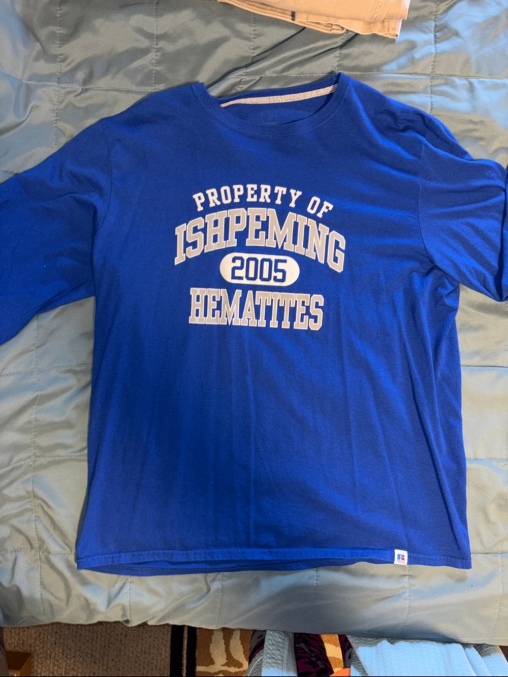 Russell Athletic Royal Blue Long Sleeve Tee with White Print